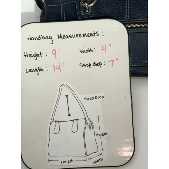 Coach Dark Blue Pebble Leather Penelope Shoulder Bag Handbag Very Good Condition - Picture 15 of 15